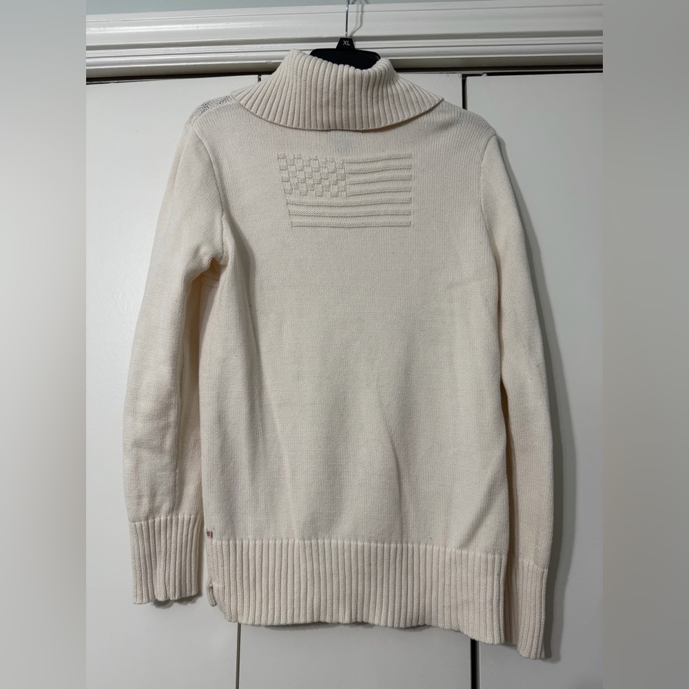 Polo Jeans Company Ralph Lauren Cream Knit Sweater American Flag